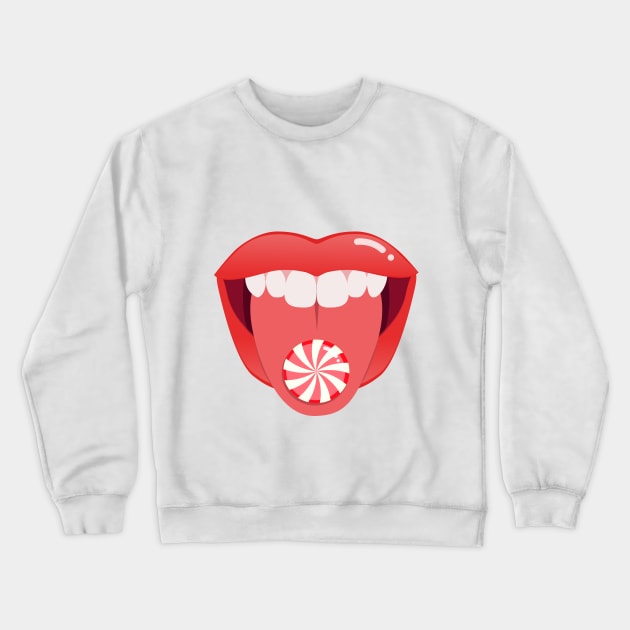 Mouth showing tongue Crewneck Sweatshirt by Elysart